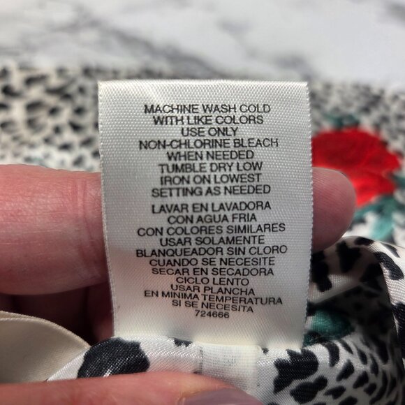 Sophia by Delicates Large Black Print Floral Animal Print Satin Button Nightgown - Picture 9 of 9